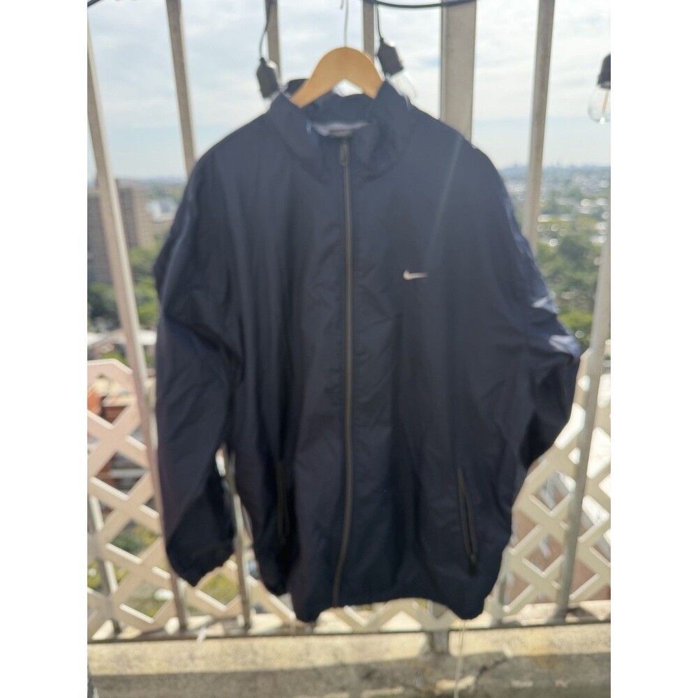Vintage Nike Windbreaker Jacket Navy Blue Y2K Swoosh Spellout Track Jacket
